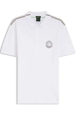 Poloshirt aus Stretch-Baumwolle mit tennisinspiriertem Logo