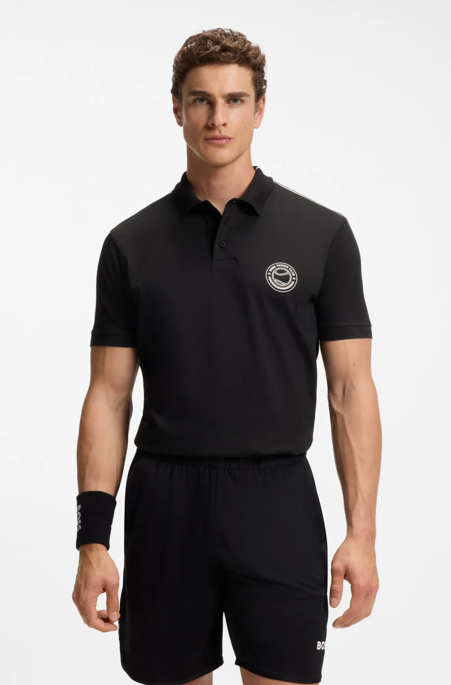 Poloshirt aus Stretch-Baumwolle mit tennisinspiriertem Logo