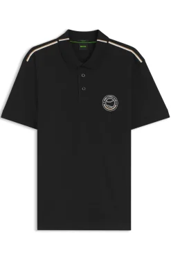 Poloshirt aus Stretch-Baumwolle mit tennisinspiriertem Logo