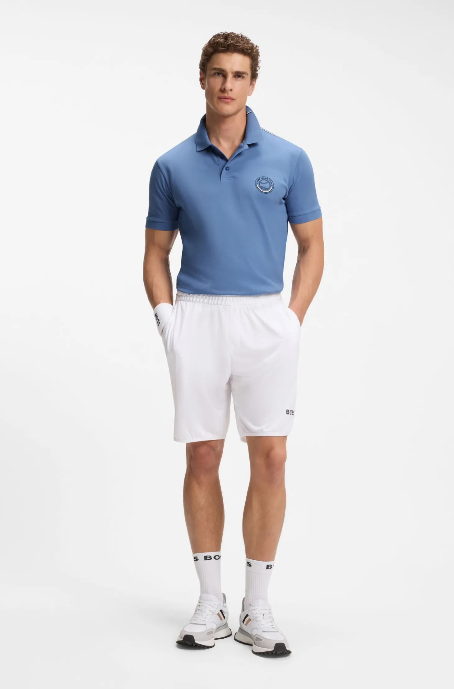Poloshirt aus Stretch-Baumwolle mit tennisinspiriertem Logo