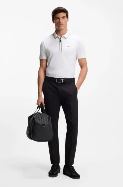 Poloshirt aus Stretch-Baumwolle mit Kontrast-Streifen
