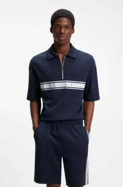 Poloshirt aus Stretch-Baumwolle mit Logo-Tape