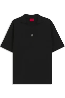 Poloshirt mit Johnny-Kragen aus strukturiertem Baumwoll-Mix