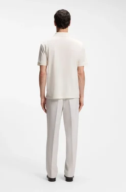 Poloshirt mit Johnny-Kragen aus Baumwoll-Jacquard