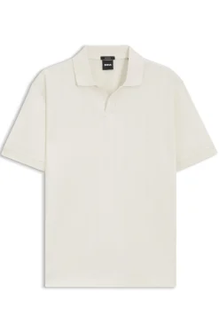 Poloshirt mit Johnny-Kragen aus Baumwoll-Jacquard