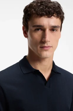 Poloshirt mit Johnny-Kragen aus Baumwoll-Jacquard