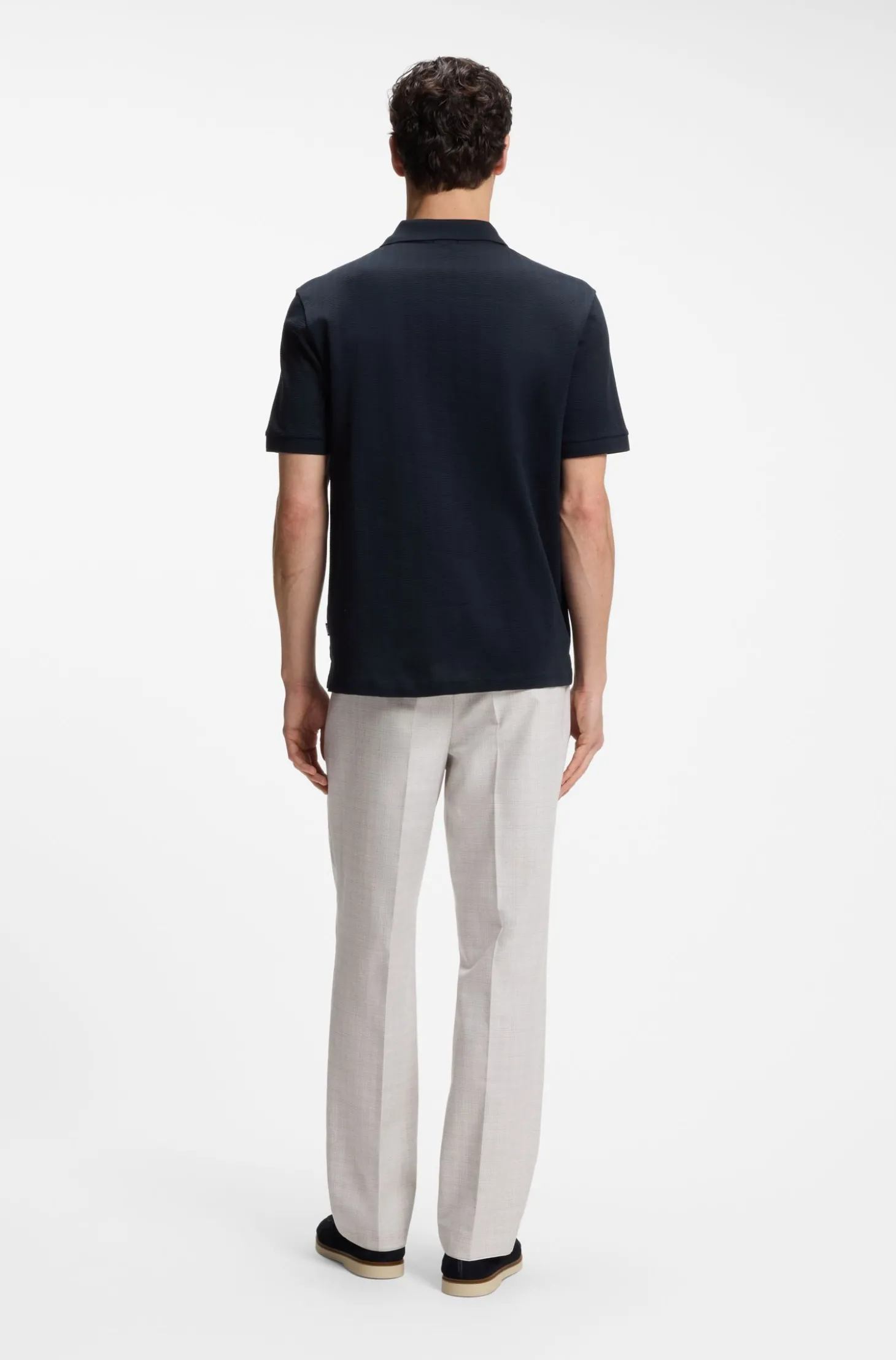 Poloshirt mit Johnny-Kragen aus Baumwoll-Jacquard