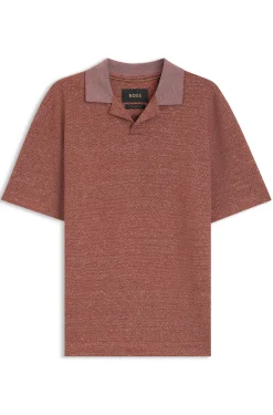 Poloshirt mit Johnny-Kragen aus Baumwolle, Leinen und Seide