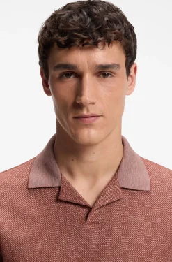Poloshirt mit Johnny-Kragen aus Baumwolle, Leinen und Seide