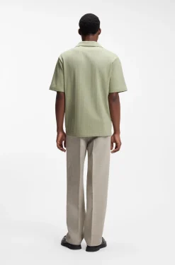 Poloshirt mit Johnny-Kragen und Jacquard-Streifen