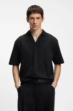 Poloshirt mit Johnny-Kragen und Jacquard-Streifen