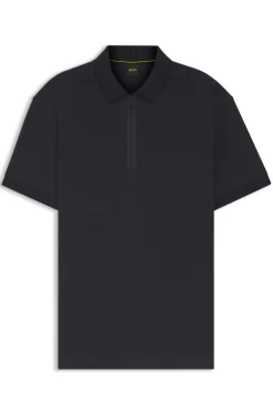 Poloshirt mit Troyerkragen und Waffel-Jacquard