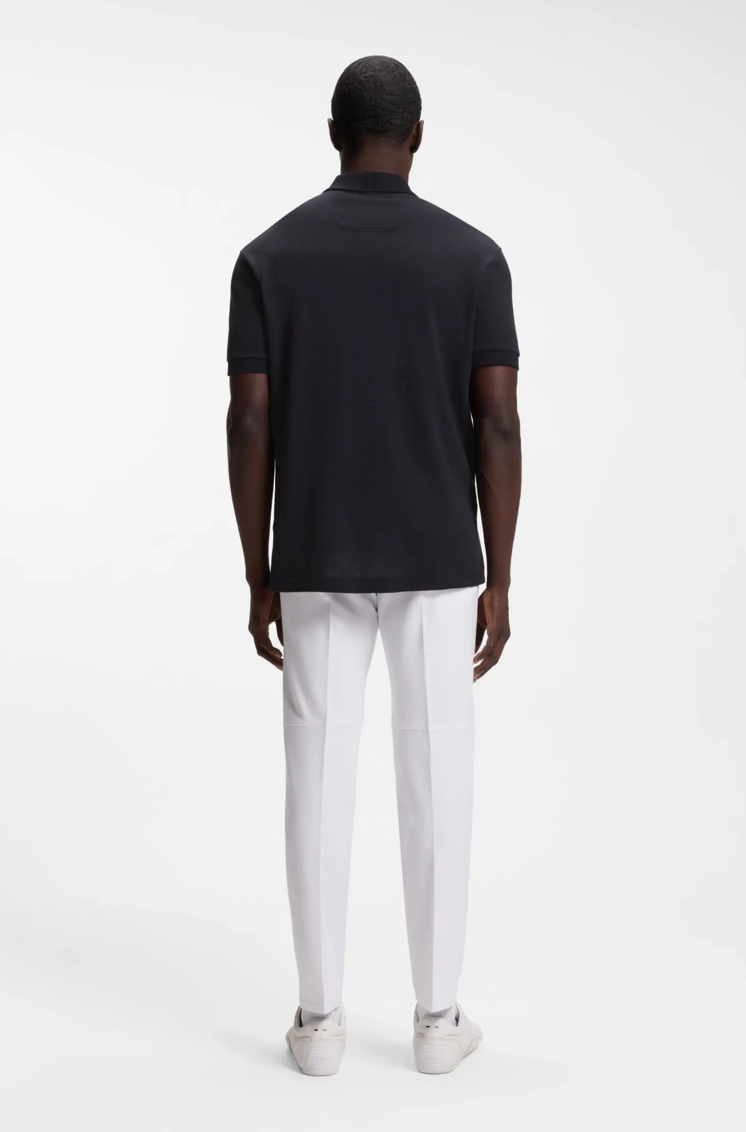 Poloshirt mit Troyerkragen und Waffel-Jacquard