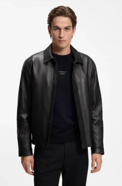 Porsche x BOSS Lederjacke mit verdecktem magnetischem Druckknopf