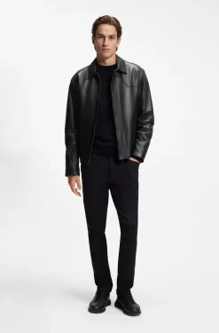 Porsche x BOSS Lederjacke mit verdecktem magnetischem Druckknopf