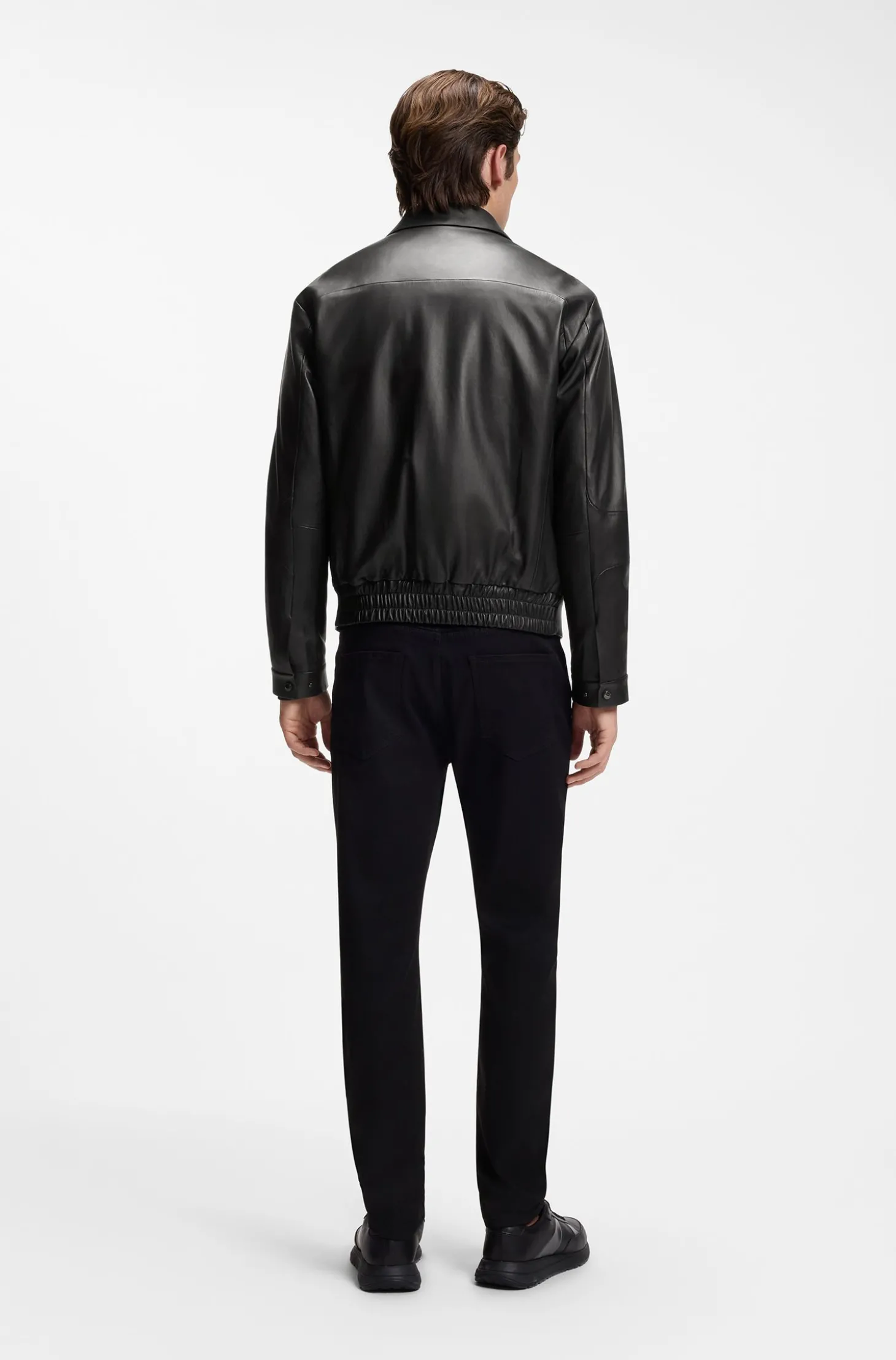 Porsche x BOSS Lederjacke mit verdecktem magnetischem Druckknopf