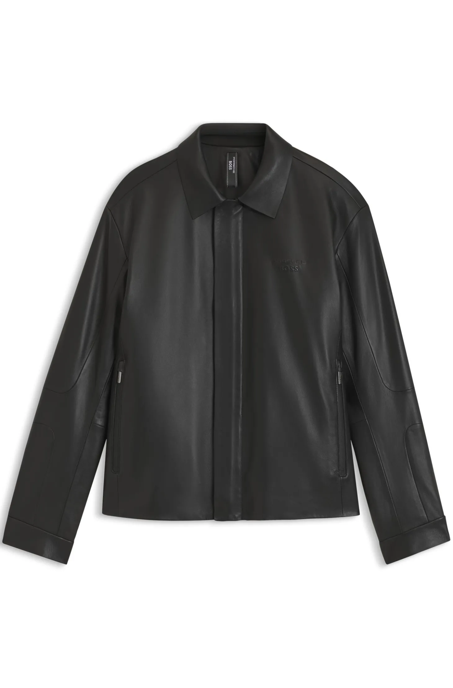 Porsche x BOSS Lederjacke mit verdecktem magnetischem Druckknopf