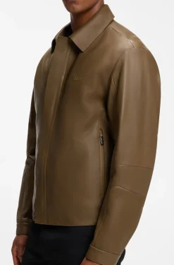 Porsche x BOSS Lederjacke mit verdecktem magnetischem Druckknopf
