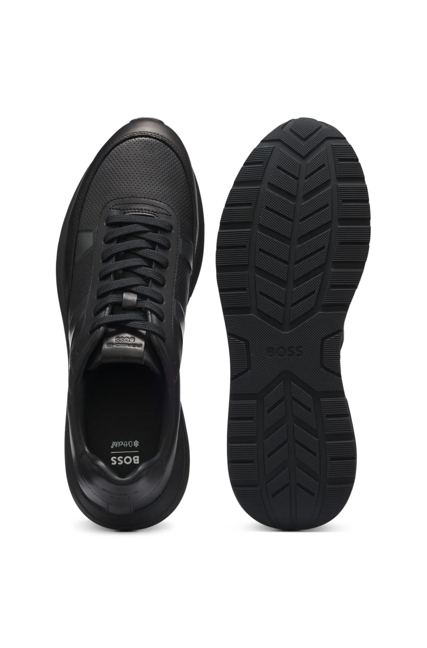Porsche x BOSS Ledersneakers mit perforierten Details