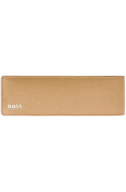 Pouch aus genarbtem Leder für zwei Stifte mit Metall-Logo
