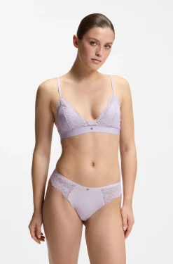 Premium Spitzen-Bralette mit plissiertem Mesh