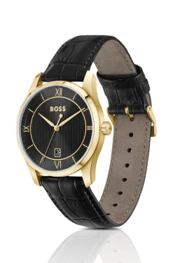 Principle Prestige Uhr mit schwarzem strukturiertem Zifferblatt