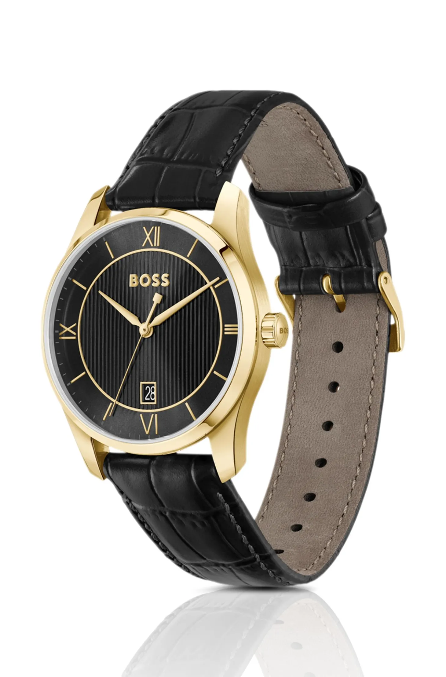Principle Prestige Uhr mit schwarzem strukturiertem Zifferblatt