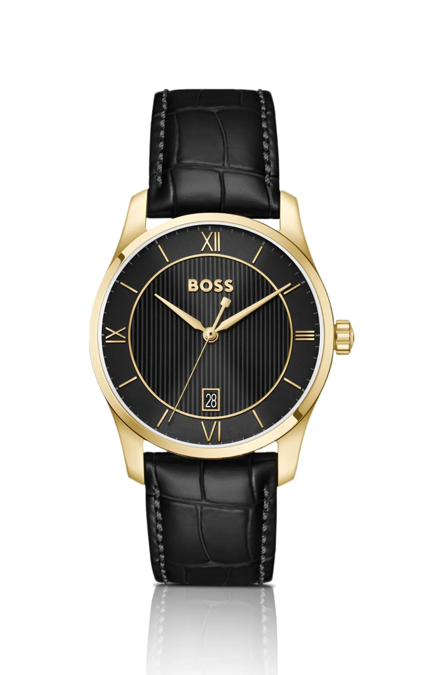 Principle Prestige Uhr mit schwarzem strukturiertem Zifferblatt