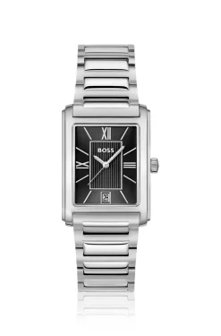Principle Uhr mit schwarzem Zifferblatt und H-Gliederarmband