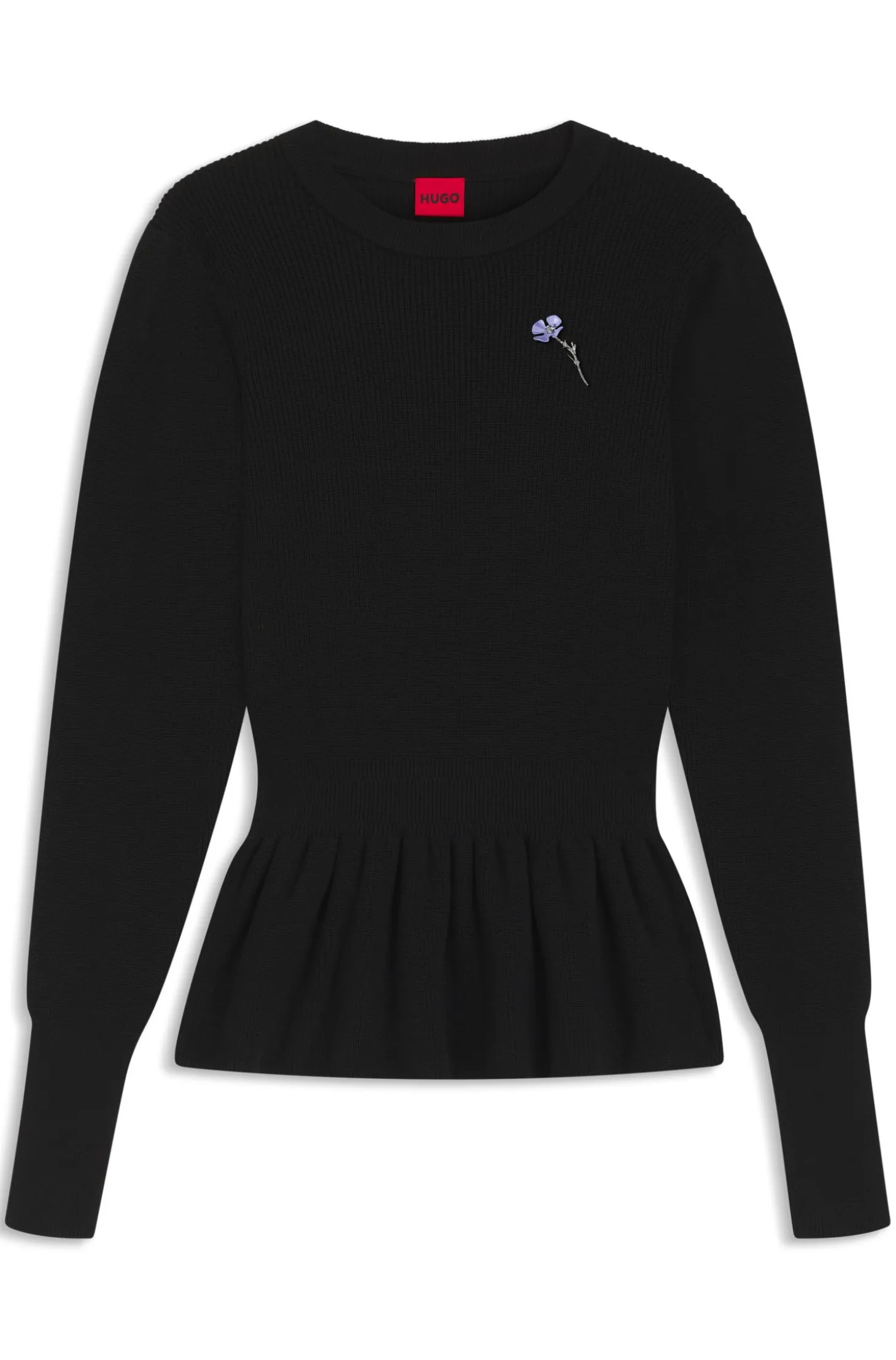 Pullover aus Baumwolle mit abnehmbarer Blumenbrosche