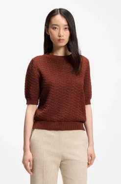 Pullover aus Baumwolle mit feiner Spitzenstruktur