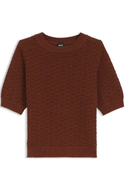Pullover aus Baumwolle mit feiner Spitzenstruktur