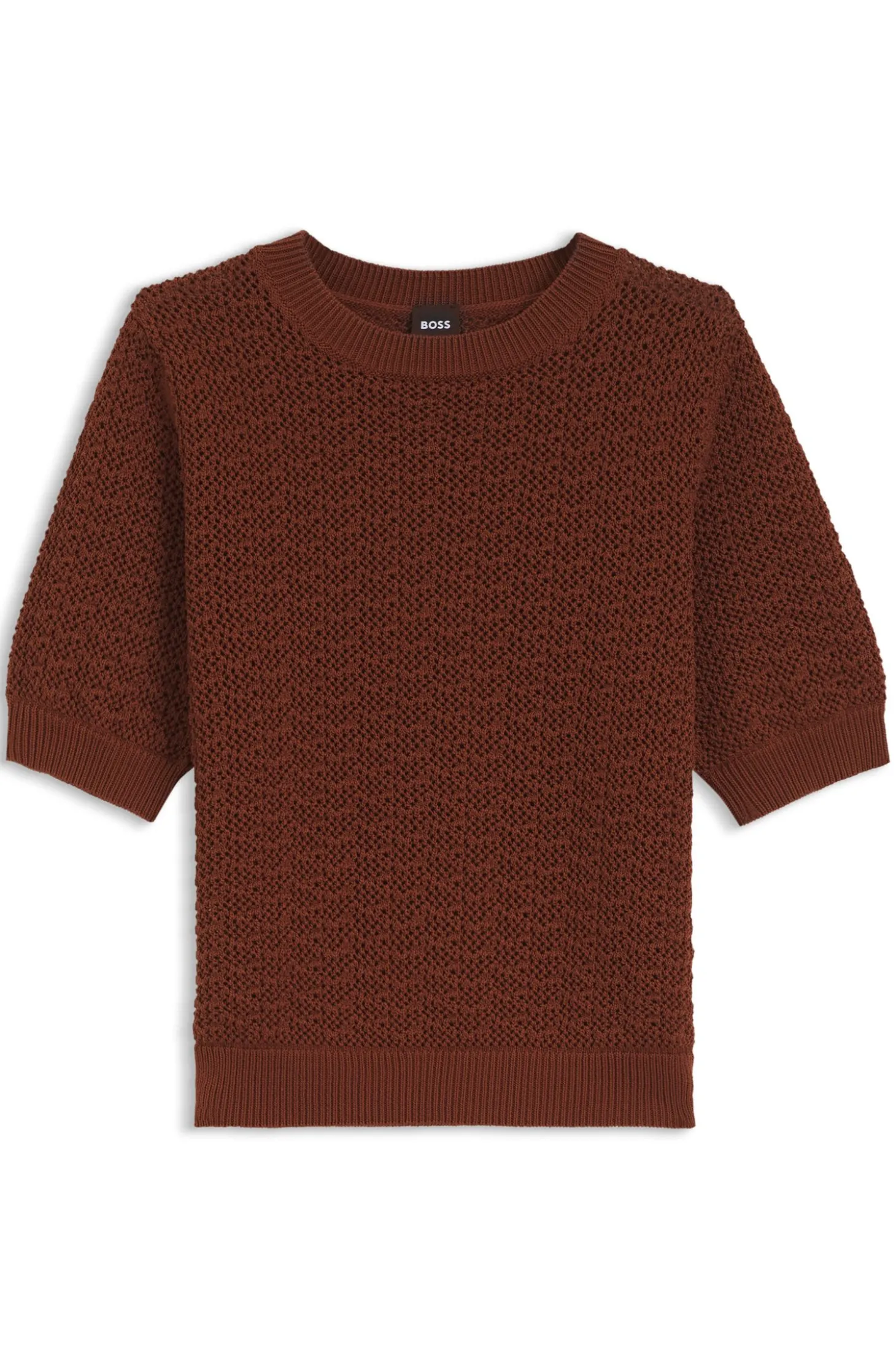 Pullover aus Baumwolle mit feiner Spitzenstruktur