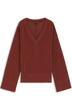Pullover aus Baumwolle mit Mesh-Struktur