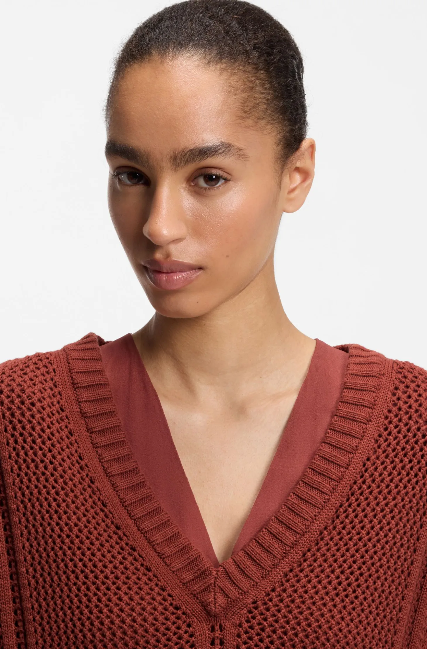 Pullover aus Baumwolle mit Mesh-Struktur