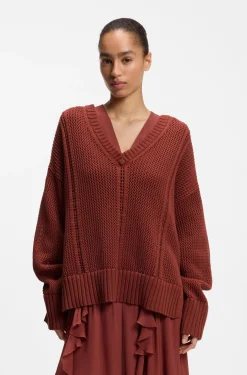 Pullover aus Baumwolle mit Mesh-Struktur