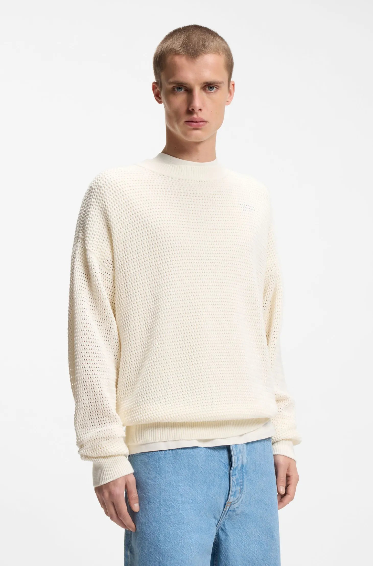 Pullover aus Baumwolle mit perforiertem Strick