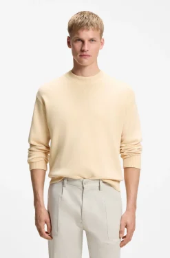 Pullover aus Baumwolle mit Ripp-Details an den Seitennähten