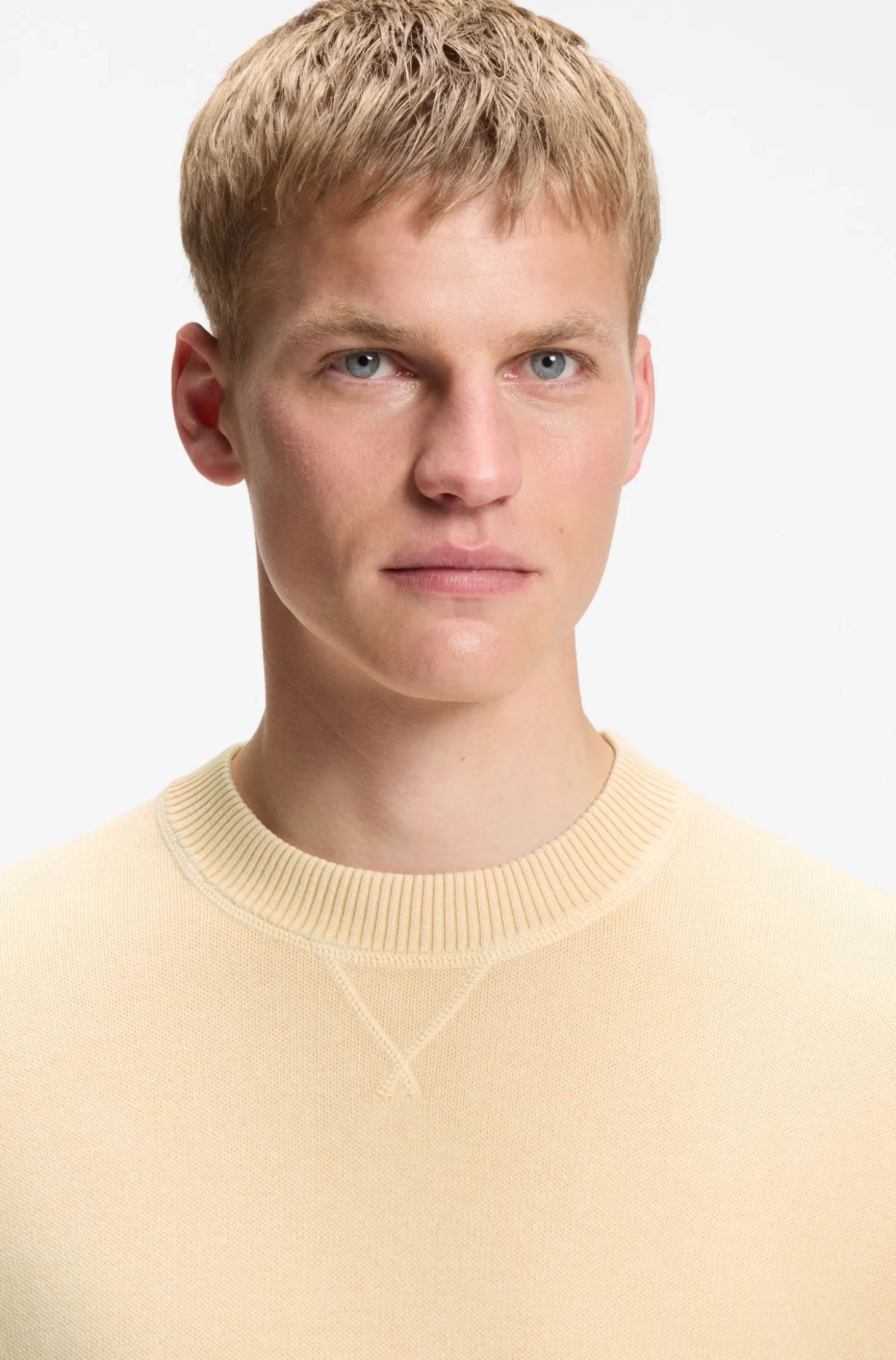 Pullover aus Baumwolle mit Ripp-Details an den Seitennähten