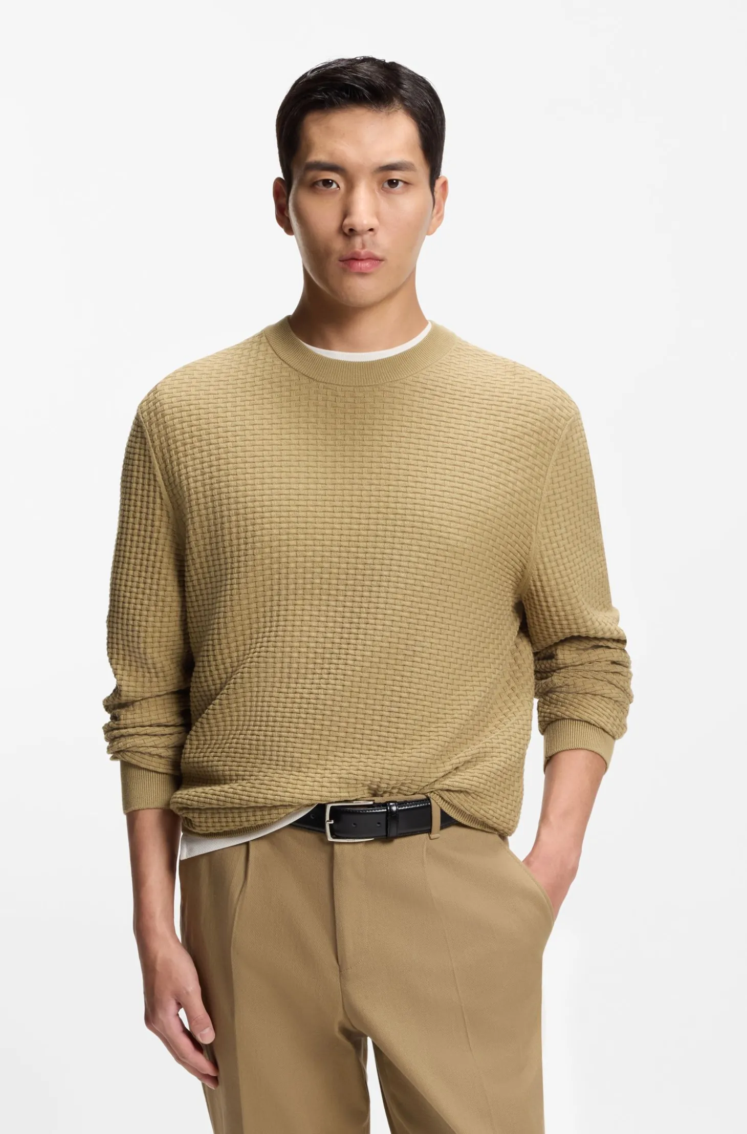 Pullover aus Baumwolle mit Strickstruktur