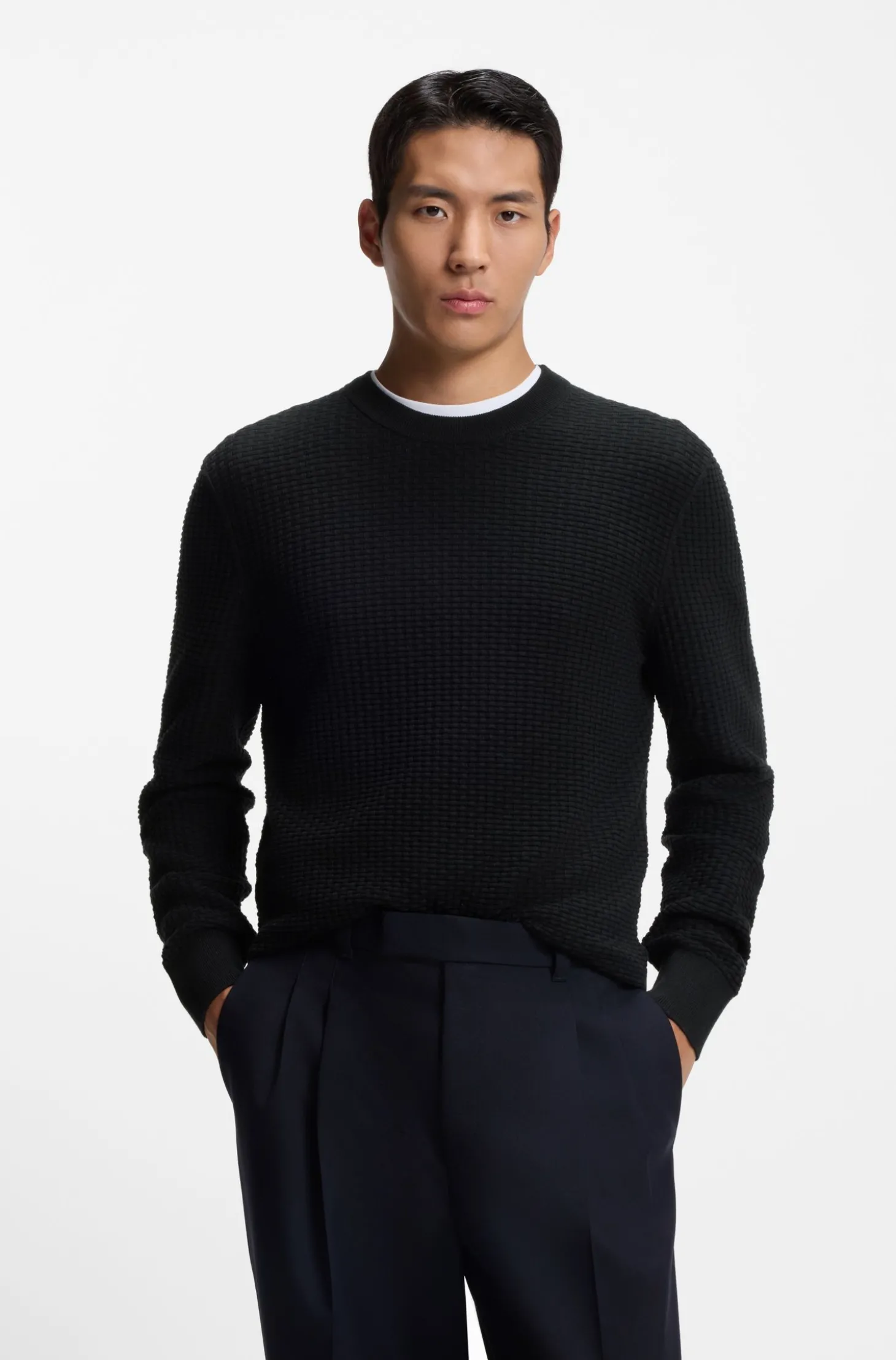 Pullover aus Baumwolle mit Strickstruktur