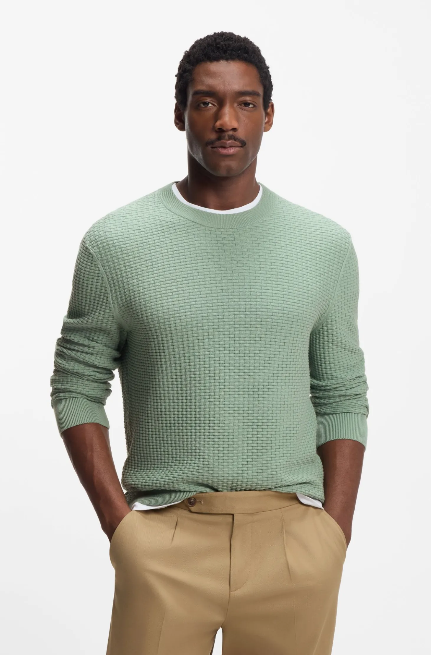Pullover aus Baumwolle mit Strickstruktur