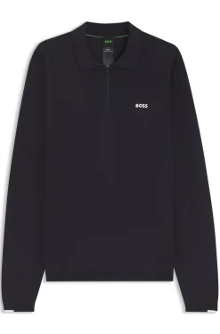 Pullover aus Baumwolle mit Troyerkragen und Kontrast-Logo