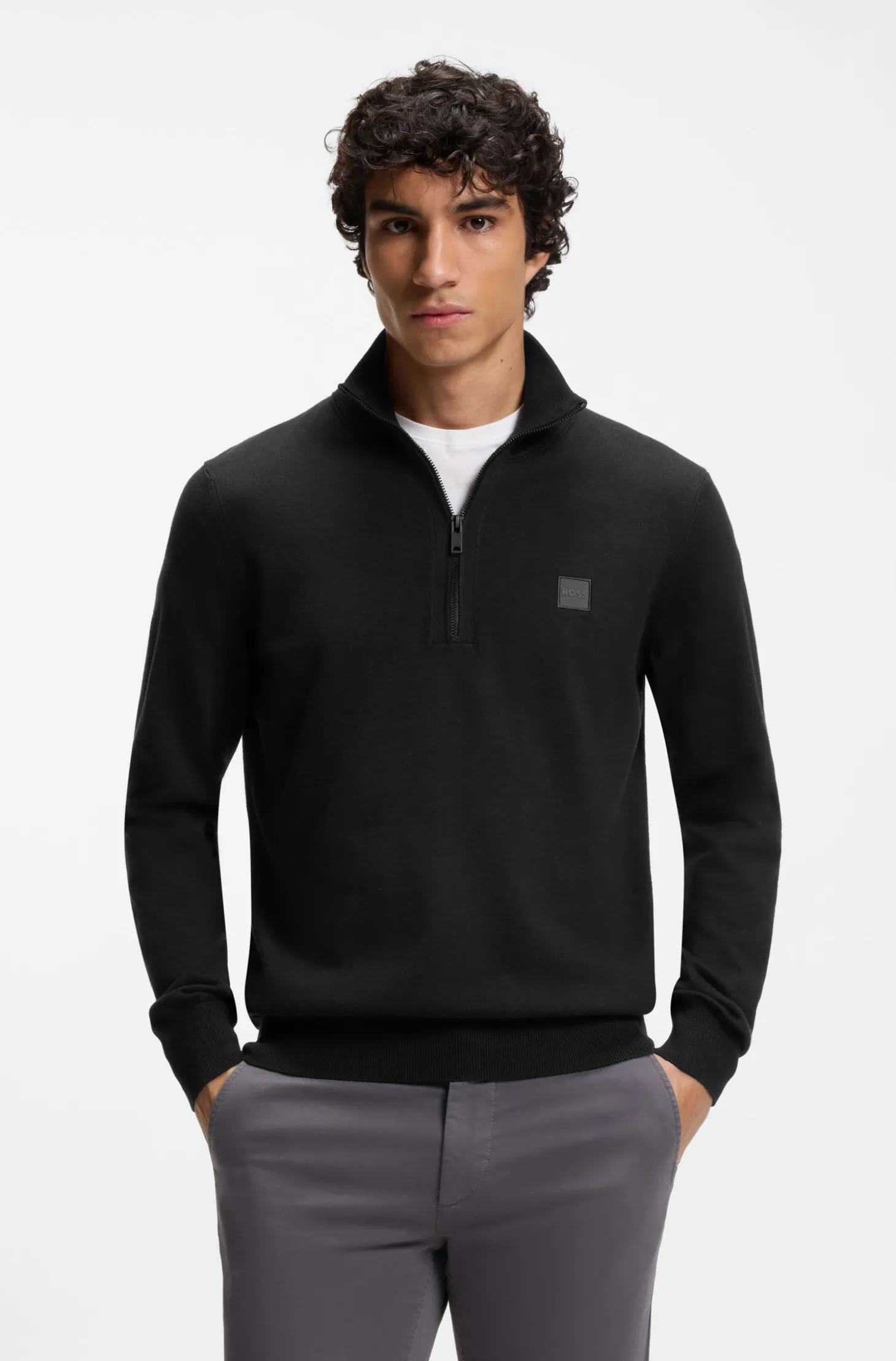 Pullover aus Baumwolle und Kaschmir mit Troyerkragen