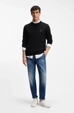 Pullover aus Baumwoll-Mix mit Logo-Patch