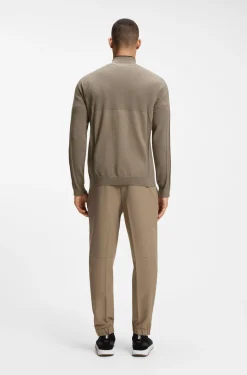 Pullover aus Baumwoll-Mix mit Troyerkragen und Mischstrick