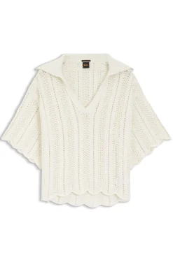 Pullover aus Baumwoll-Mix mit Strickstruktur in Wellenmuster