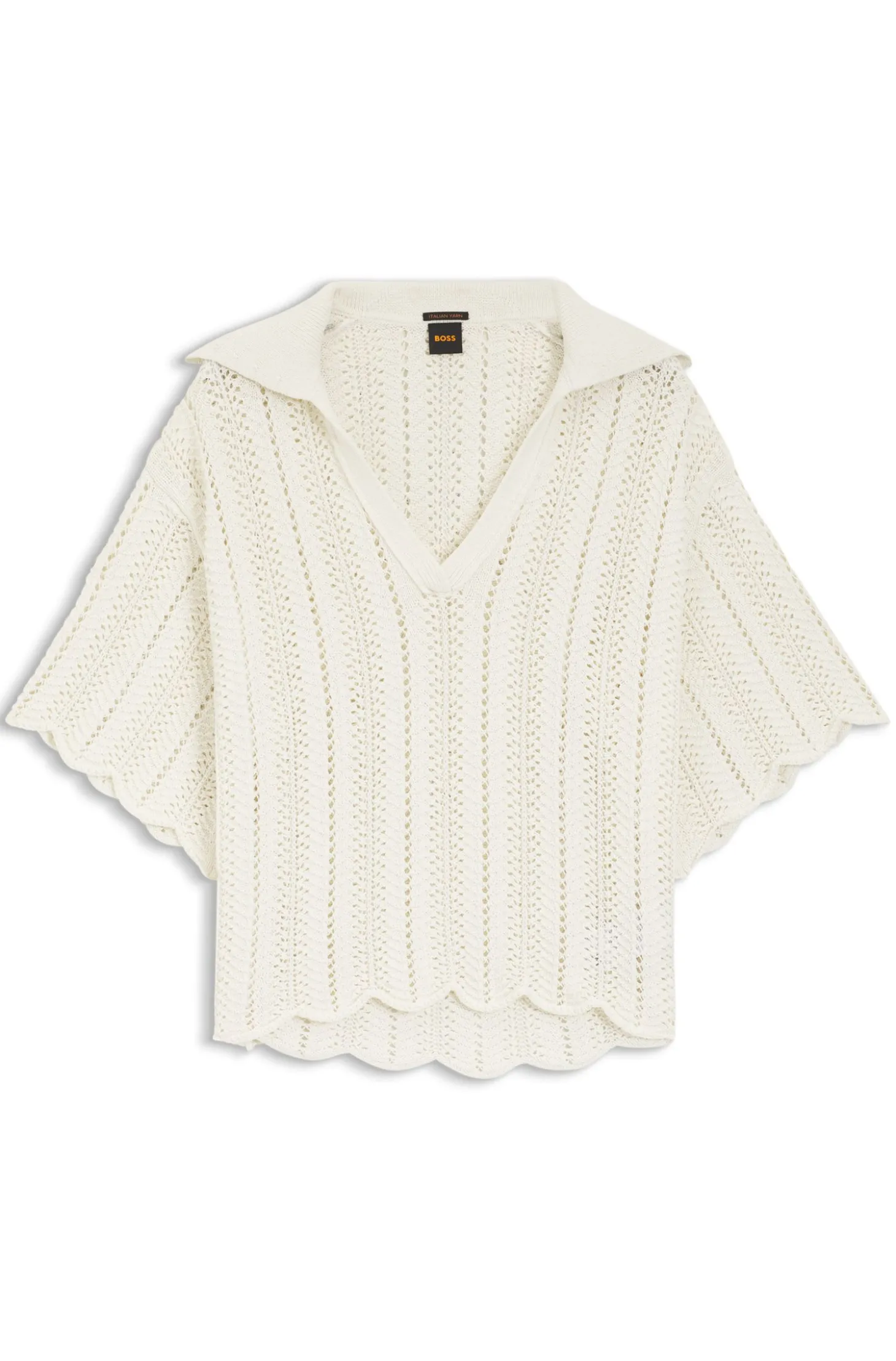 Pullover aus Baumwoll-Mix mit Strickstruktur in Wellenmuster