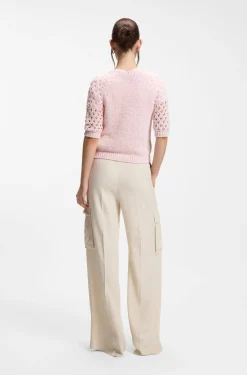 Pullover aus Baumwoll-Mix mit Lochmuster-Ärmeln