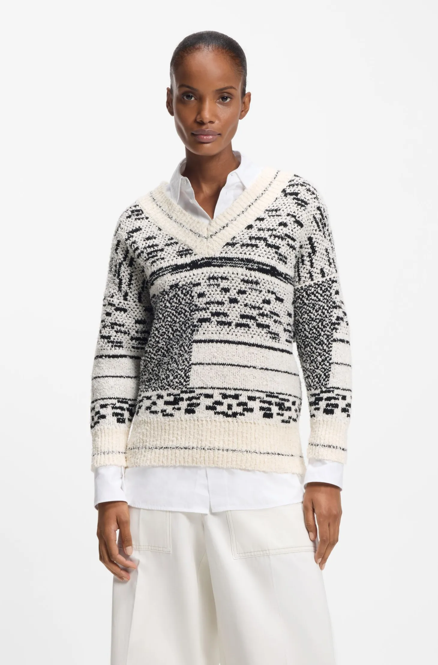 Pullover aus Baumwoll-Mix mit Jacquard-Muster